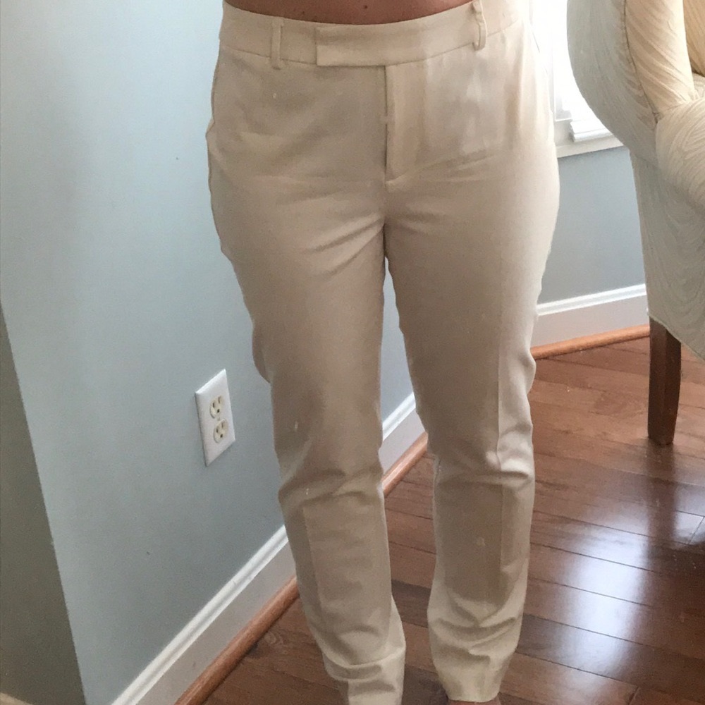Talbots size 4 high waist slim cream dress pants.